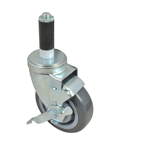 Caster, Stem , 4", W/Brk, Gry
